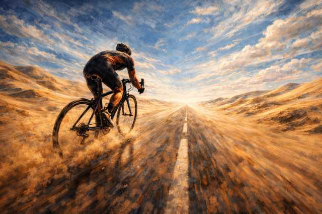 desert road cyclist