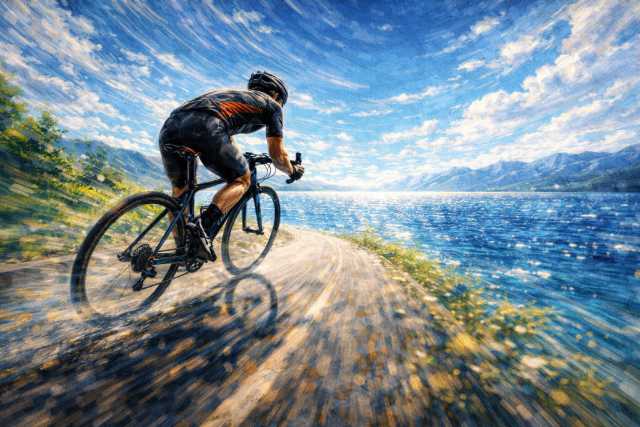 lakeside road cyclist