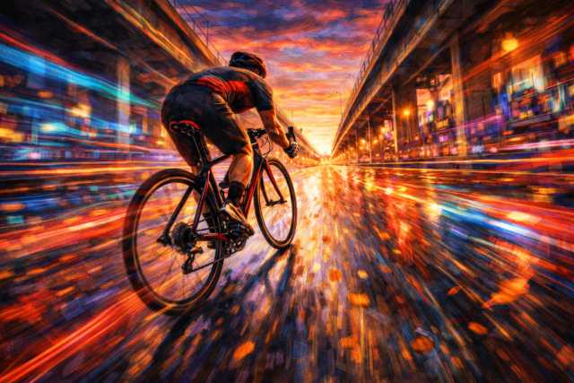 neon city cyclist