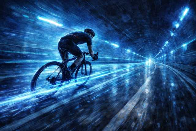 neon tunnel cyclist